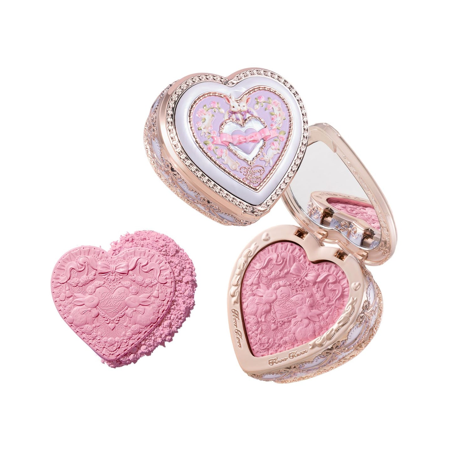 Flower Knows Bunny Garden Embossed Blush,Talc-Free Peachy Pink Satin Powder Blush,Buildable & Blendable Formula,Natural Glow Cheek Color for a Fresh,Awake Look,Gift-Worthy,0.18 Oz (03 Ballet Tutu)