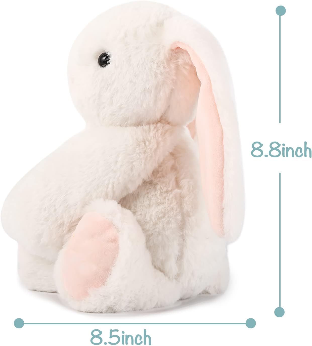 TCBunny Baby Bunny Bedtime Stuffed Animal Plush Toy Easter Stuffer Gifts for Girls, Boys, Kids 11" (White)