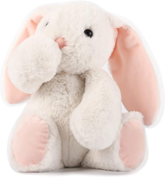 TCBunny Baby Bunny Bedtime Stuffed Animal Plush Toy Easter Stuffer Gifts for Girls, Boys, Kids 11" (White)