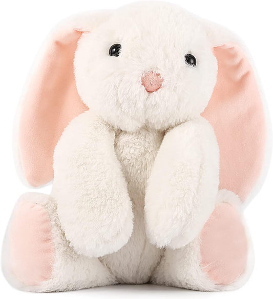TCBunny Baby Bunny Bedtime Stuffed Animal Plush Toy Easter Stuffer Gifts for Girls, Boys, Kids 11" (White)