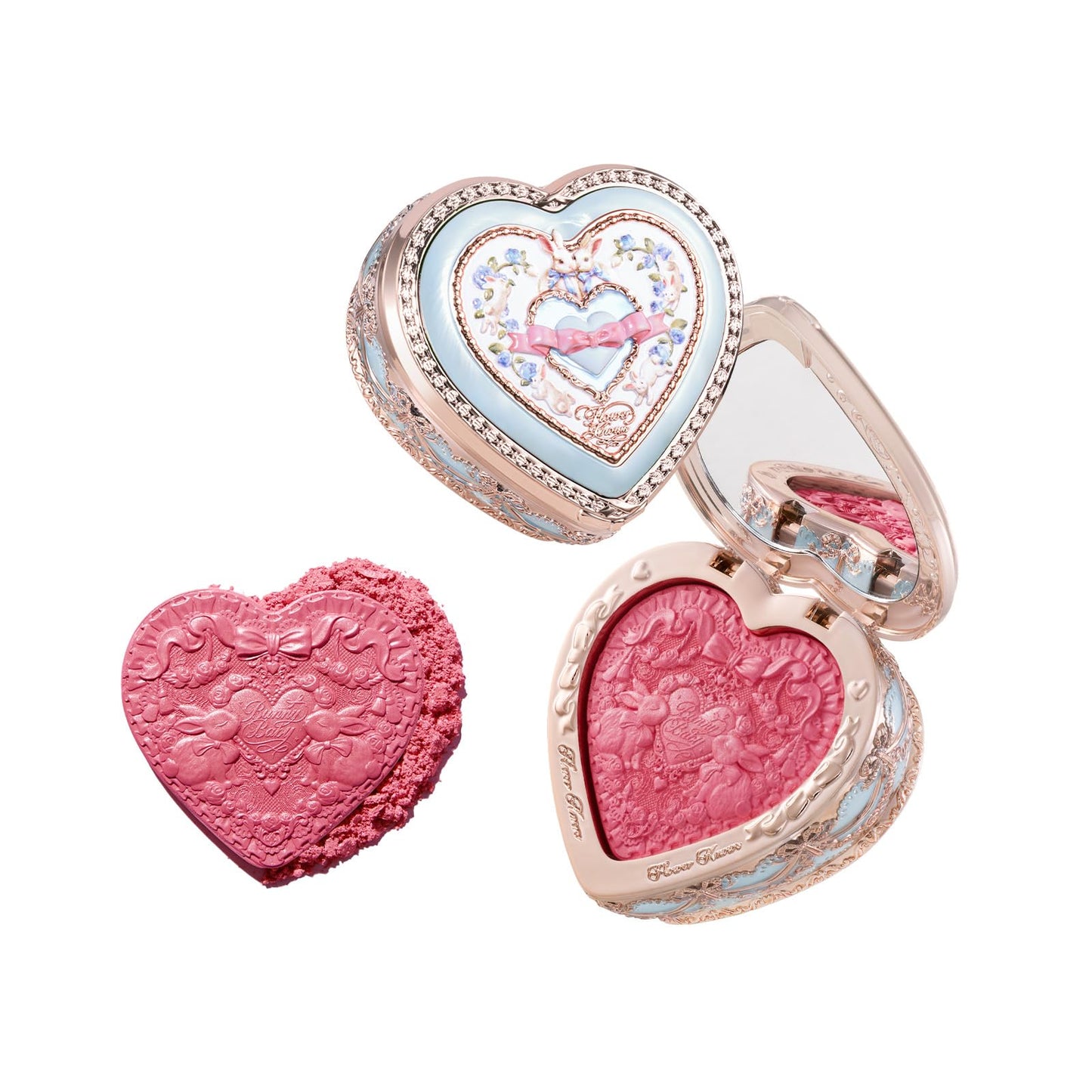 Flower Knows Bunny Garden Embossed Blush,Talc-Free Peachy Pink Satin Powder Blush,Buildable & Blendable Formula,Natural Glow Cheek Color for a Fresh,Awake Look,Gift-Worthy,0.18 Oz (03 Ballet Tutu)