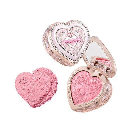 Flower Knows Bunny Garden Embossed Blush,Talc-Free Peachy Pink Satin Powder Blush,Buildable & Blendable Formula,Natural Glow Cheek Color for a Fresh,Awake Look,Gift-Worthy,0.18 Oz (03 Ballet Tutu)