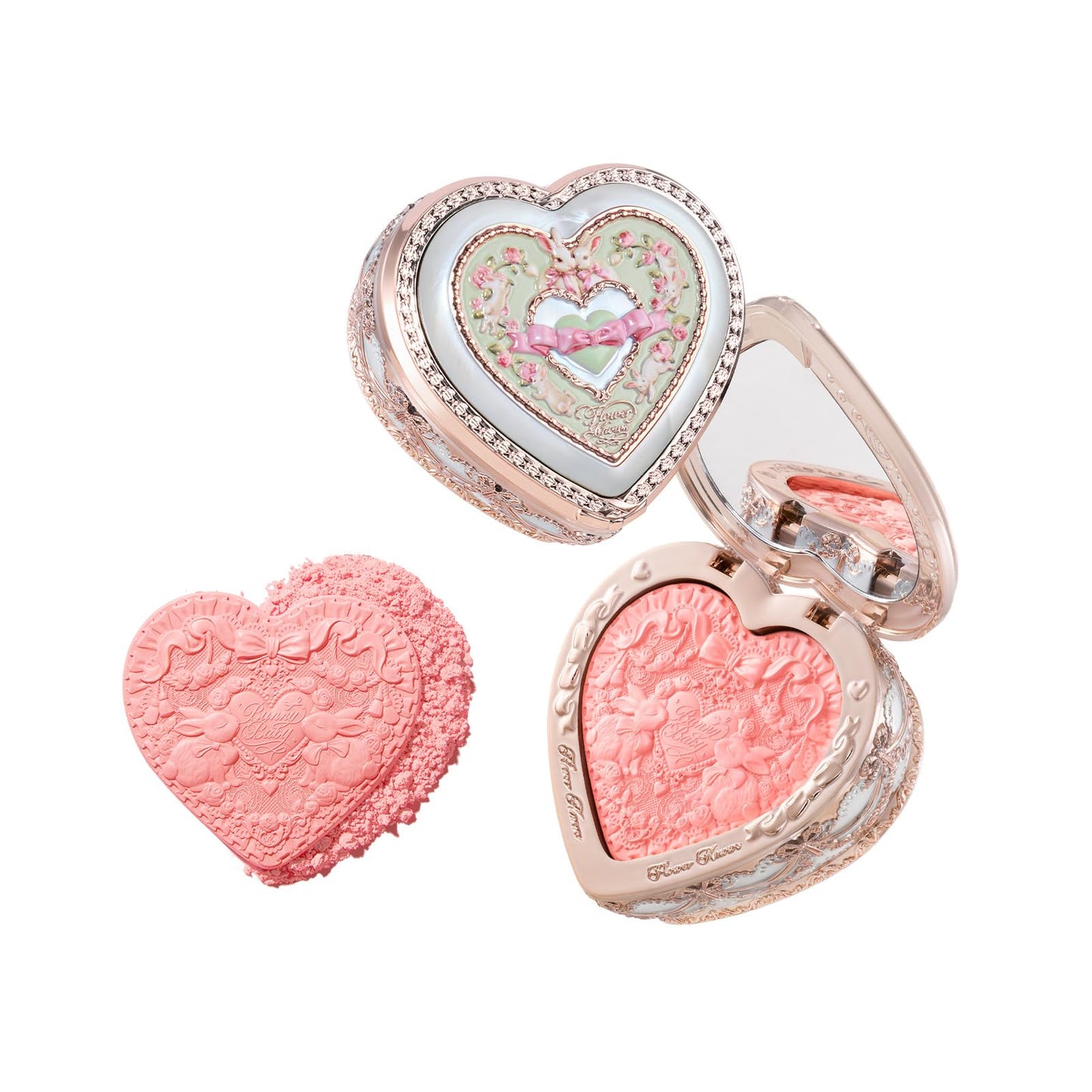 Flower Knows Bunny Garden Embossed Blush,Talc-Free Peachy Pink Satin Powder Blush,Buildable & Blendable Formula,Natural Glow Cheek Color for a Fresh,Awake Look,Gift-Worthy,0.18 Oz (03 Ballet Tutu)