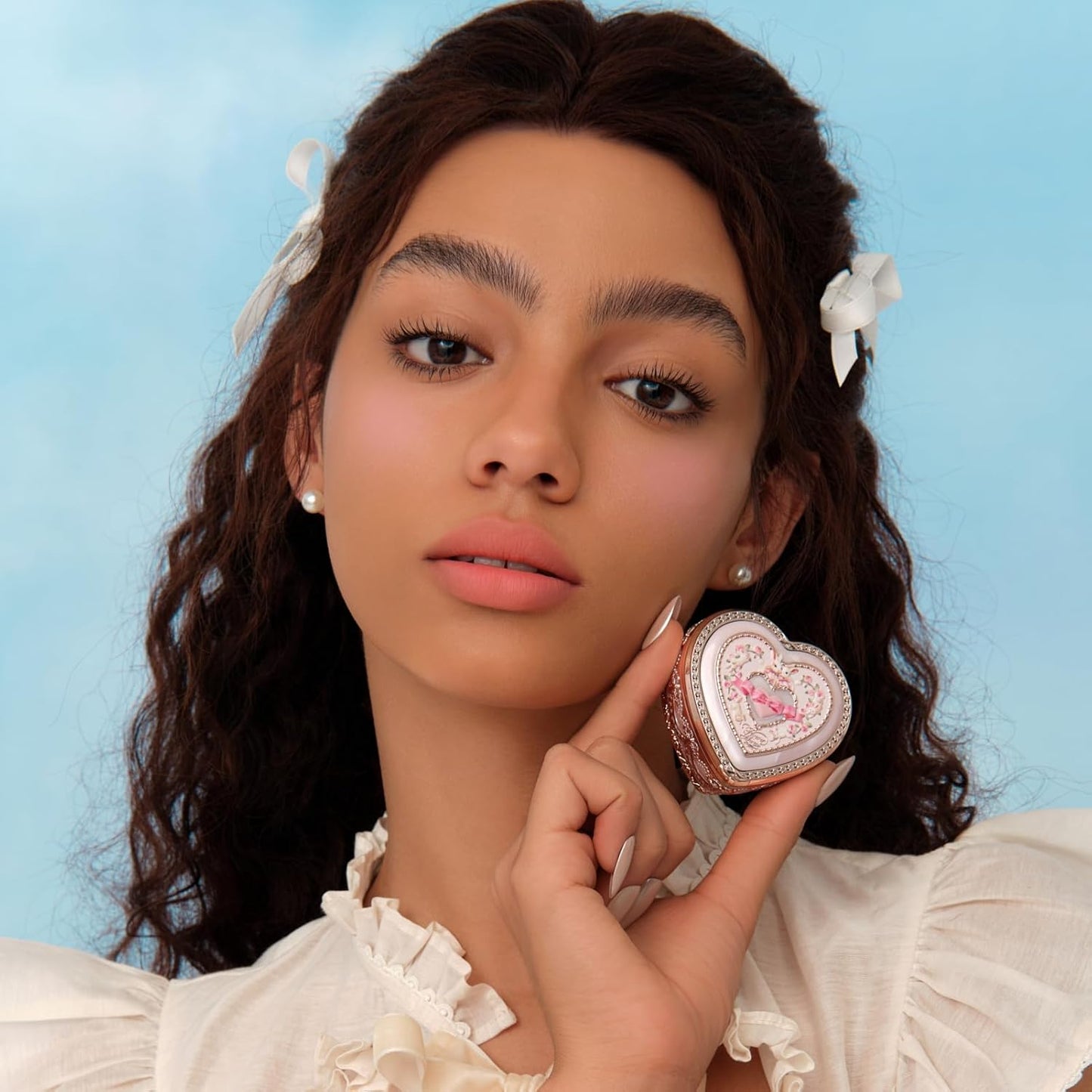 Flower Knows Bunny Garden Embossed Blush,Talc-Free Peachy Pink Satin Powder Blush,Buildable & Blendable Formula,Natural Glow Cheek Color for a Fresh,Awake Look,Gift-Worthy,0.18 Oz (03 Ballet Tutu)
