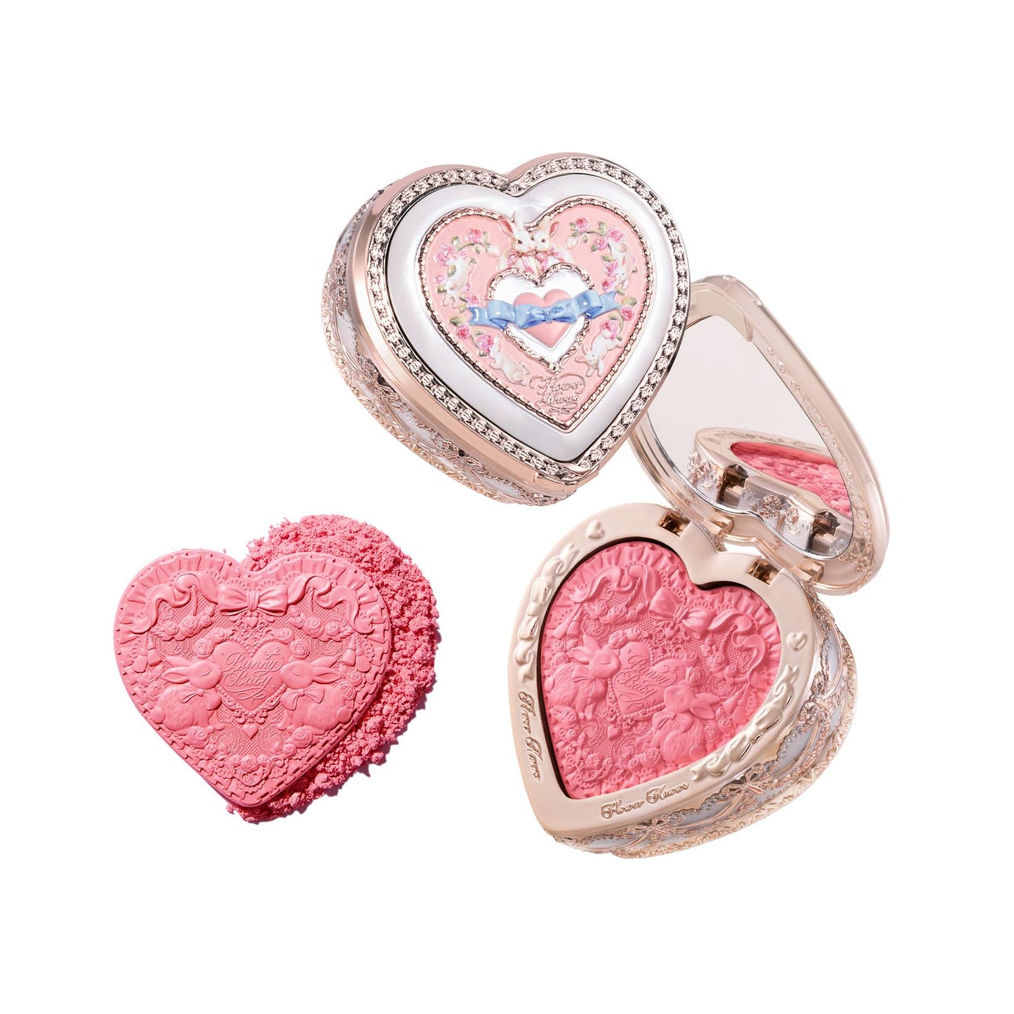 Flower Knows Bunny Garden Embossed Blush,Talc-Free Peachy Pink Satin Powder Blush,Buildable & Blendable Formula,Natural Glow Cheek Color for a Fresh,Awake Look,Gift-Worthy,0.18 Oz (03 Ballet Tutu)